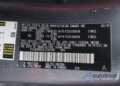 2020 Lexus Rx 350 из США, поврежденный, VIN 2T2AZMDA3LC240296